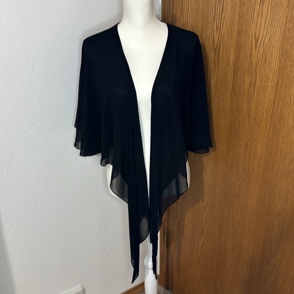 Alex Evenings black chiffon flutter sleeve bolero top OS - Picture 5 of 7